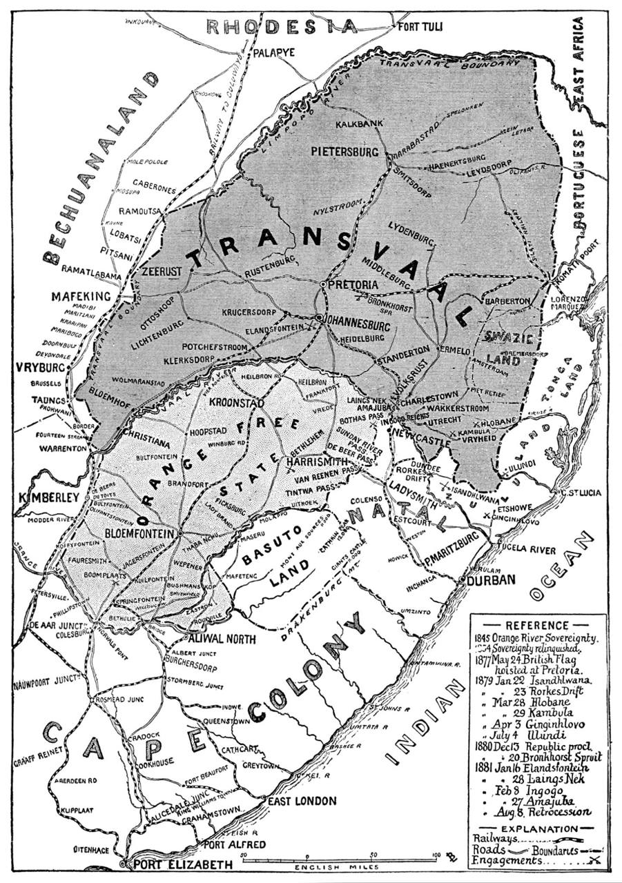 Karte Transvaal und Umgebung